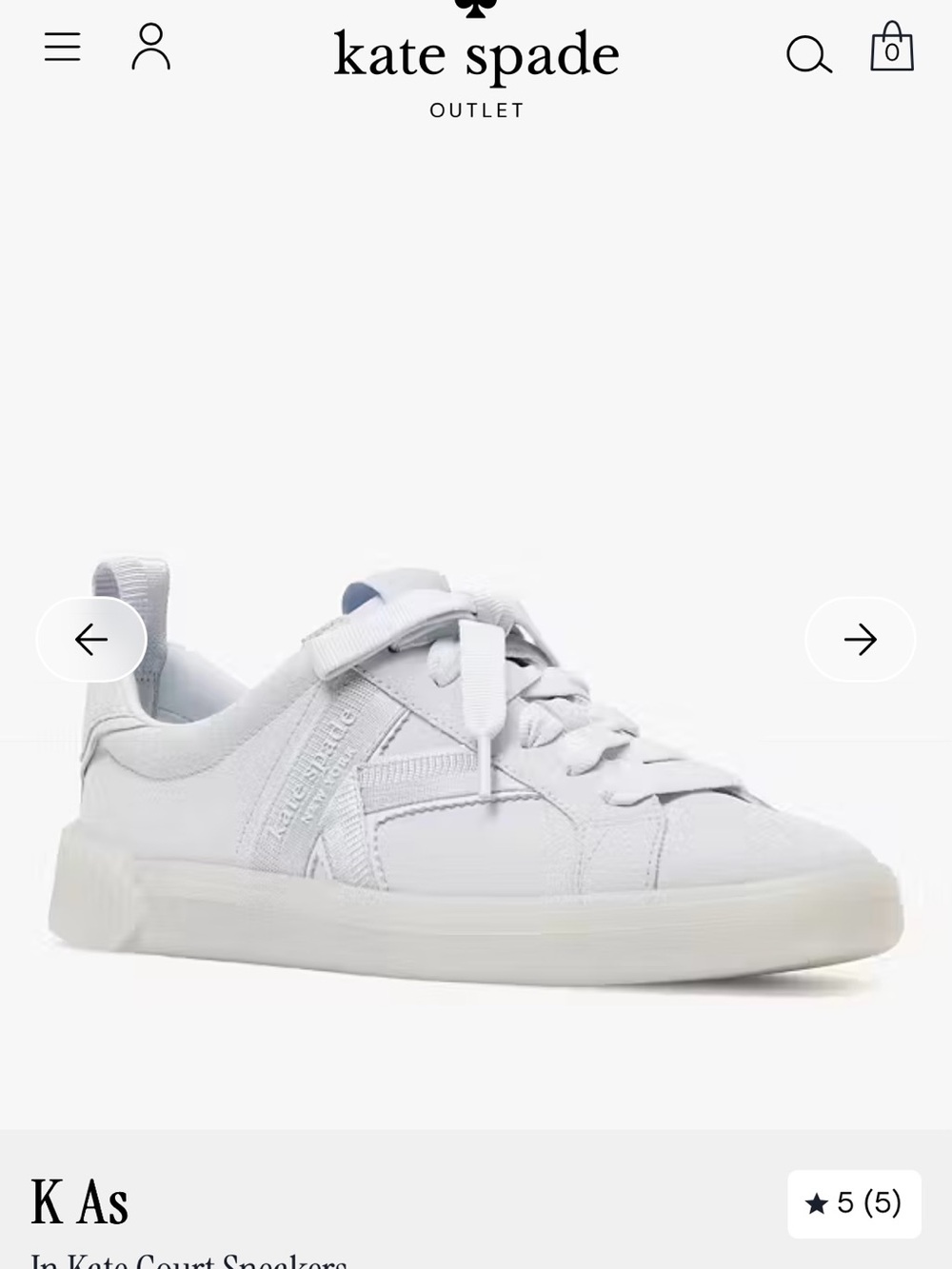 kate spade White Leather Lace-Up Court Sneaker